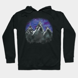 Tetons with purple sky full of stars purple mountain majesty Hoodie